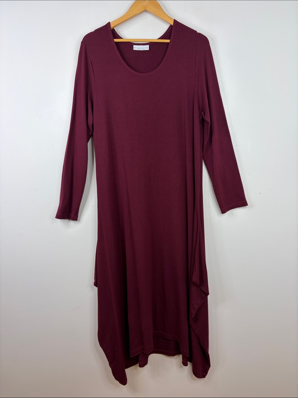 Bryn Walker Dress Womens XL Maroon Red Jersey Long Sleeve Scoop Neck Maxi